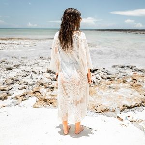 Boho Crochet Beach Cover